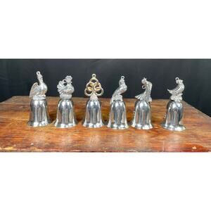 Six Reed & Barton Silver Plated Bells: 12 Days of Christmas Theme
